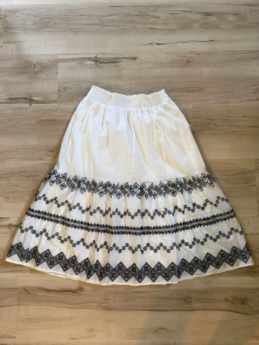 Draper James RSVP Ivory White Embroidered Boho Midi Skirt